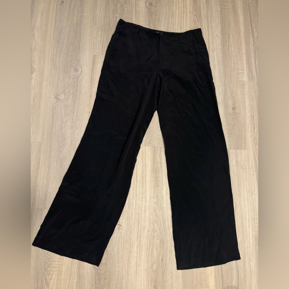 Vince Black Wide-Leg Silk Pants
